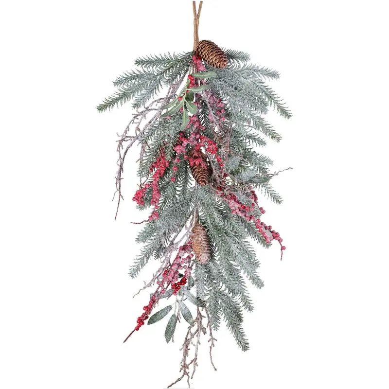 Kunstzweig – Grünes PE, Beeren Details, Hängendes Design | PTMD