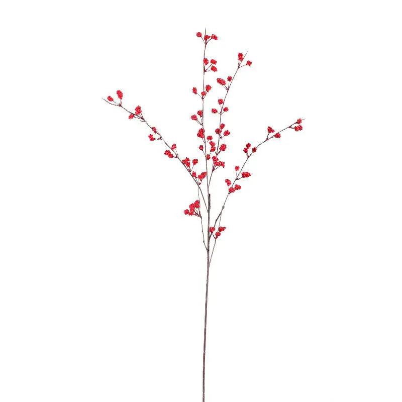 Kunstzweig – Rote Beeren, Metallkern Struktur, Kunststoff Material | PTMD