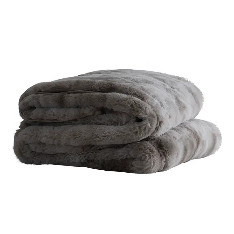 Kuscheldecke - faux fur in Geschenkbox Grau - Linde | PTMD