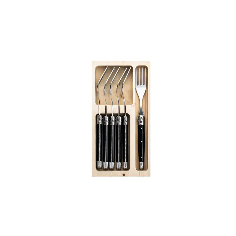 LAGUIOLE GABEL-SET "PREMIUM LINE" | Edelstahl | 6 Gabeln | Farbe