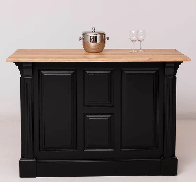 Landhaus Bartresen aus Massivholz - Minibar freistehend mit Eichenplatte