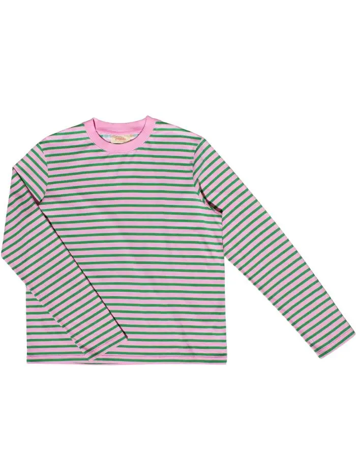Langarmshirt Gestreift I Pink/Grün