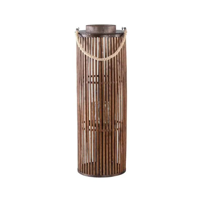 Laterne – Brauner Bambus, Runde Form, Glasdetails, L - Zafria | PTMD
