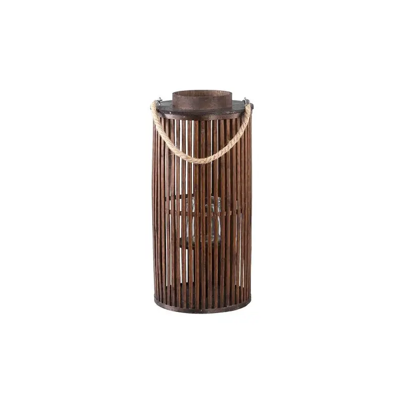 Laterne – Brauner Bambus, Runde Form, Glasdetails, S - Zafria | PTMD