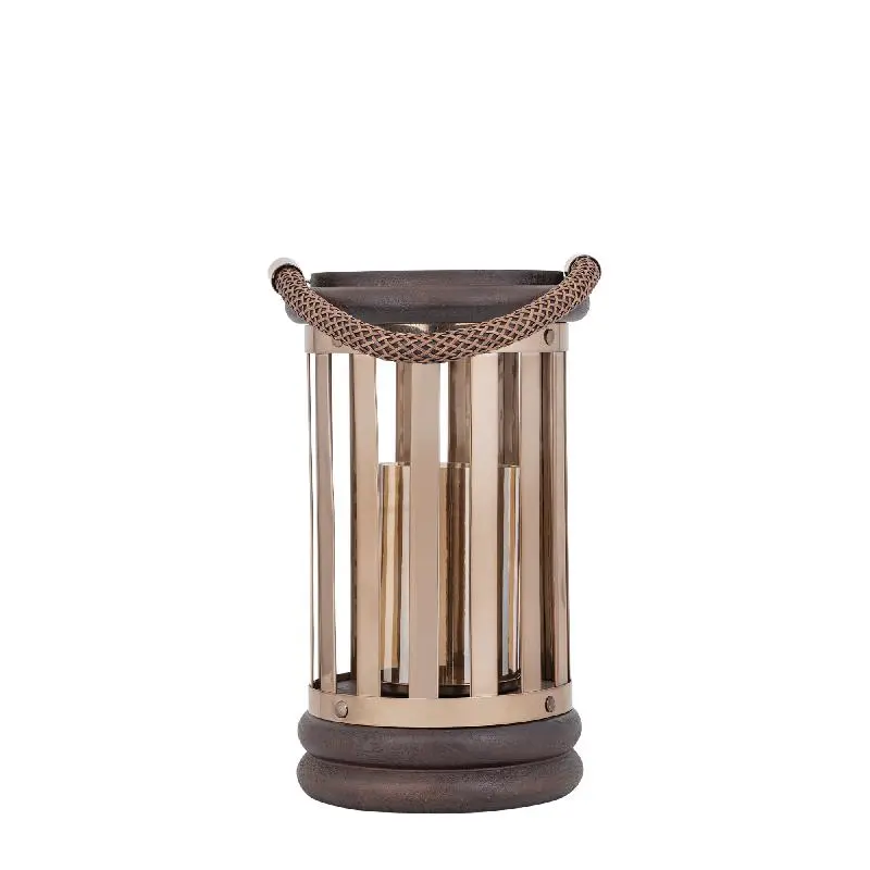 Laterne – Modernes Design, Quadratische Form, Mangoholz Edelstahl Material, Braun, S – Sjorsh | PTMD