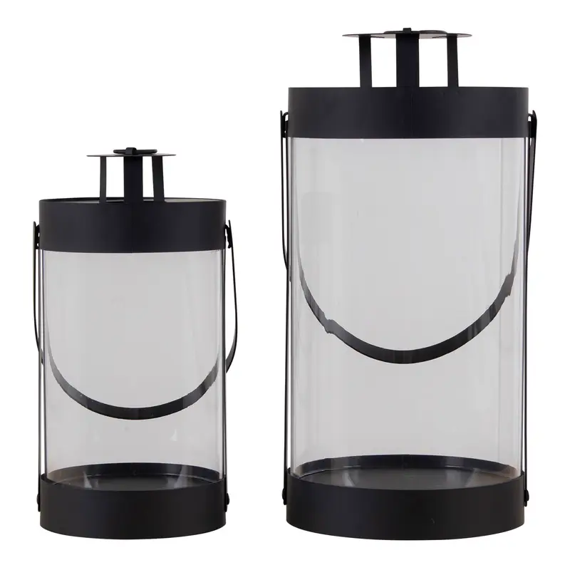 Laternen-Set – Stahl/Glas, Schwarz, 2 Stück - Bondi | House Nordic