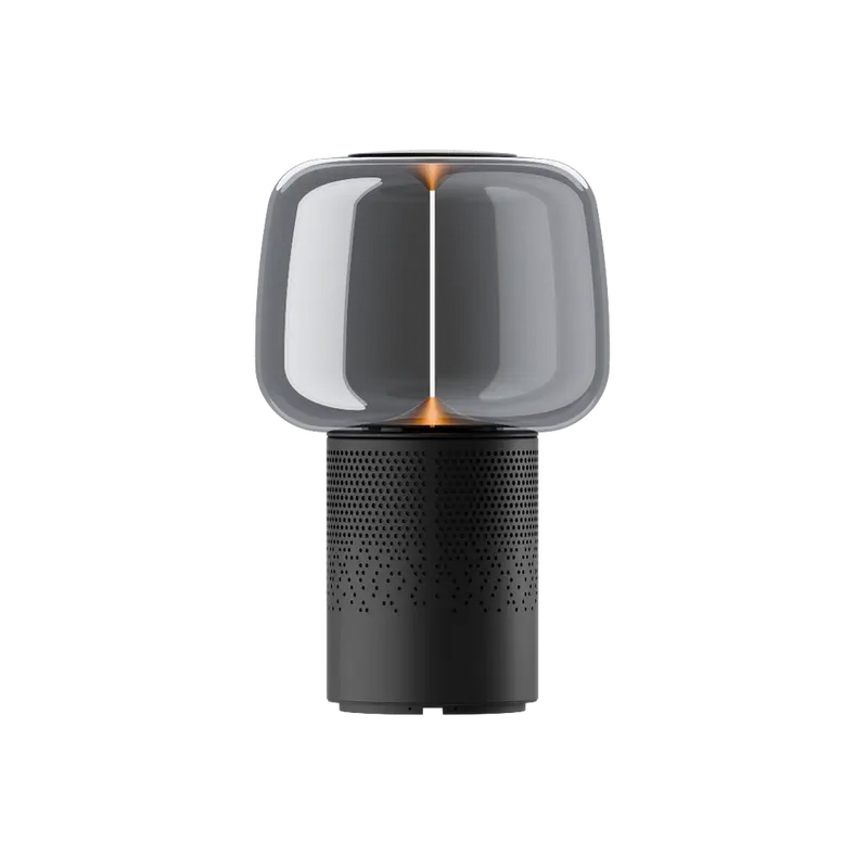 Lautsprecherleuchte aus pulverbeschichtetem Stahl mit Rauchglas-Lampenschirm und Filament-LED – Serena PLAY | Kooduu