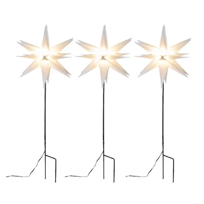 LED Adventsstern 3er Set mit Bodenspießen, weiß, Ø 35 cm von HGD