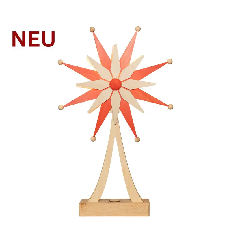 LED Adventsstern mit Holzfuß, rot, 41 cm