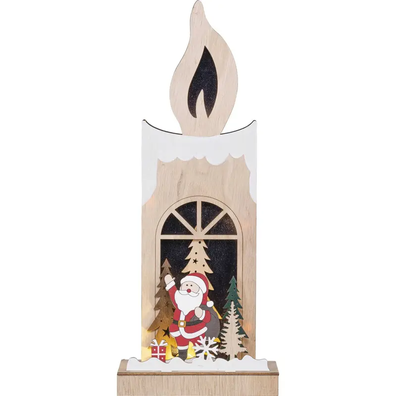 LED Deko-Kerze "Weihnachtsmann" mit Timer farbig, 36 cm