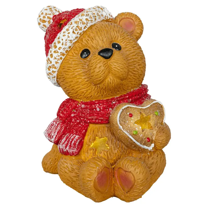 LED Dekoration "Teddybär mit Herz", 15,5 cm für Batteriebetrieb