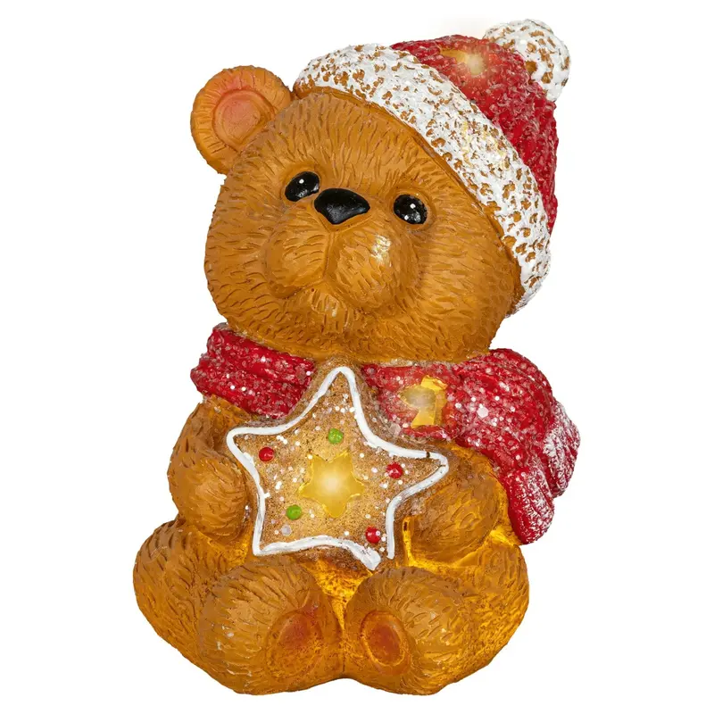 LED Dekoration "Teddybär mit Stern", 15,5 cm für Batteriebetrieb