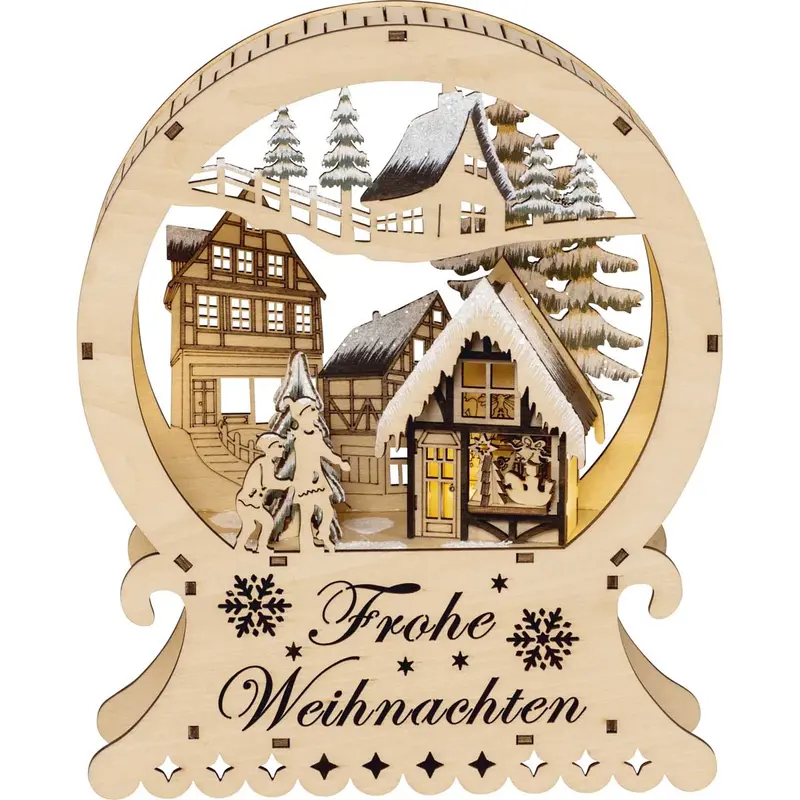 LED Diorama "Frohe Weihnachten", natur, 25 cm