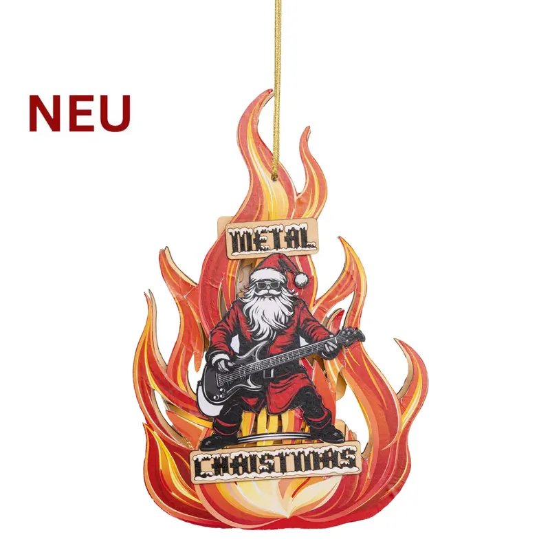 LED Fensterbild "Metal Christmas" mit Batterie und Timer, farbig, 30 cm
