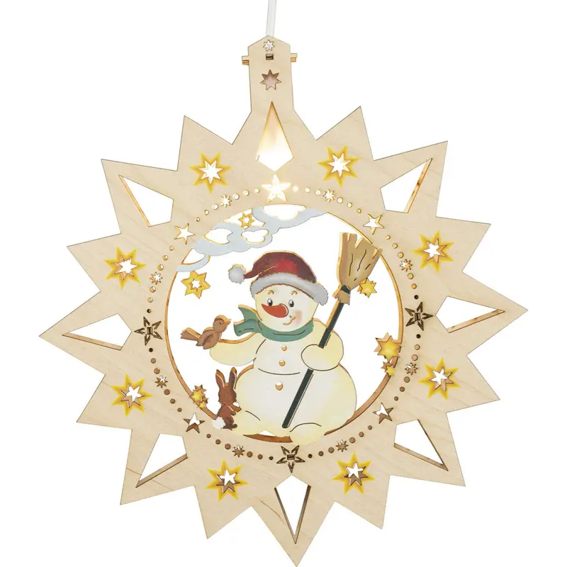 LED Fensterbild "Schneemann" farbig