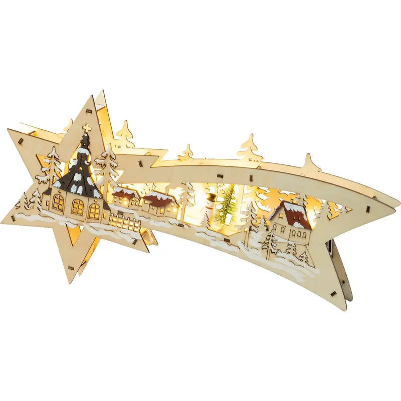 LED Fensterbild "Sternenschweif mit Seiffener Kirche", natur, 30 cm