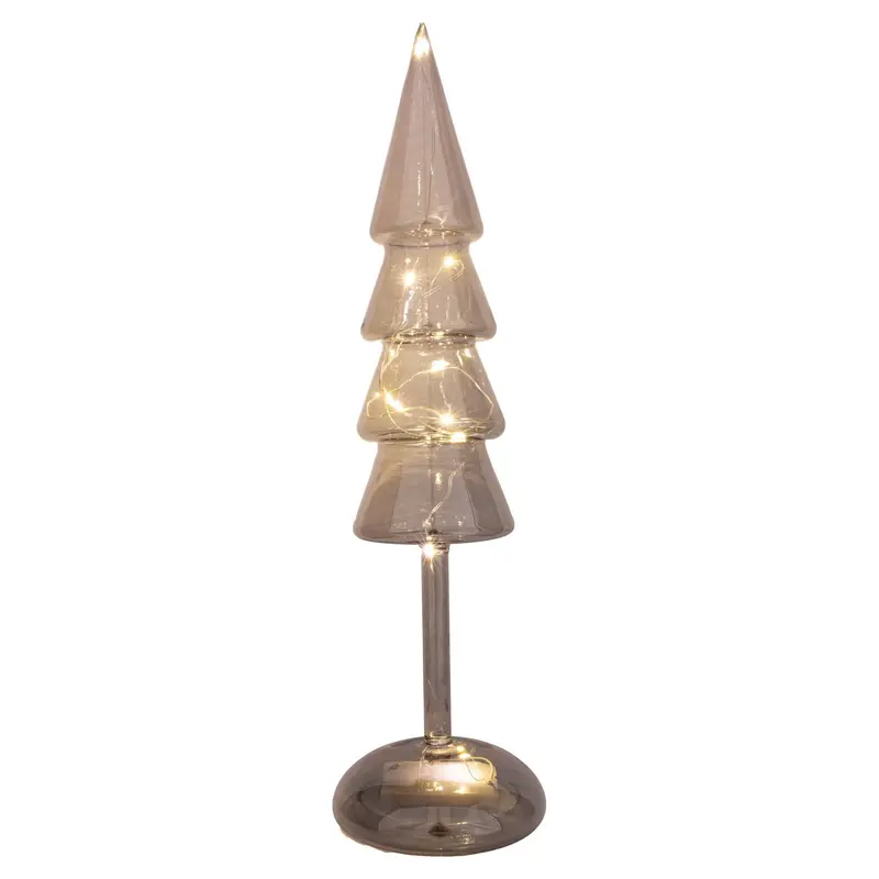 LED Glas - Weihnachtsbaum Grau, 32 cm