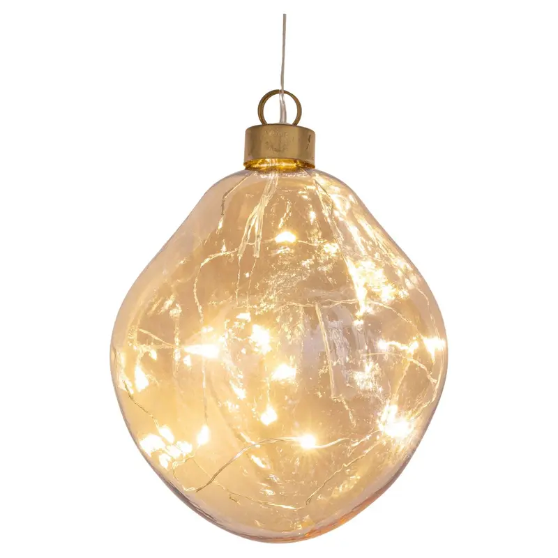 LED Glasform organisch zum Hängen Amber-Gold, 14 cm hoch