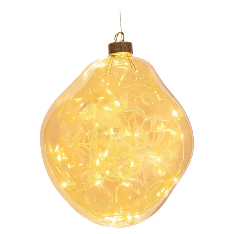 LED Glasform organisch zum Hängen Amber-Gold, 19 cm