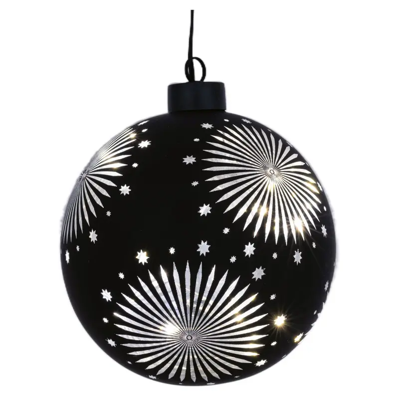 LED Glaskugel Satin-Schwarz zum Hängen, 13 cm hoch