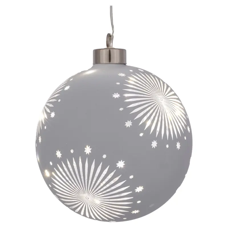 LED Glaskugel Satin-Weiß zum Hängen, 13 cm hoch