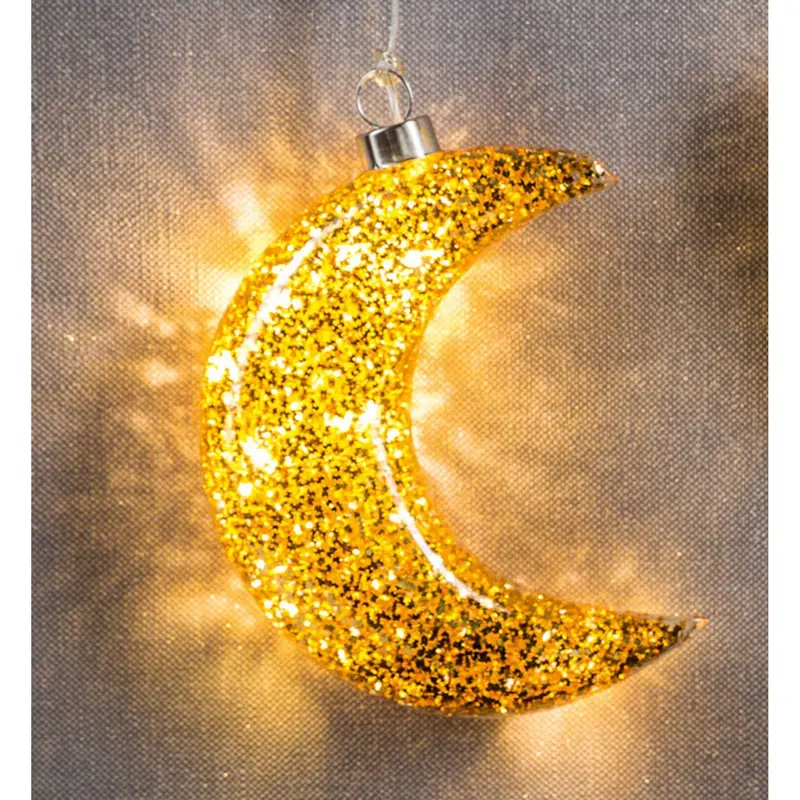 LED Glasmond zum Hängen mit Gold-Dekor, 18 cm