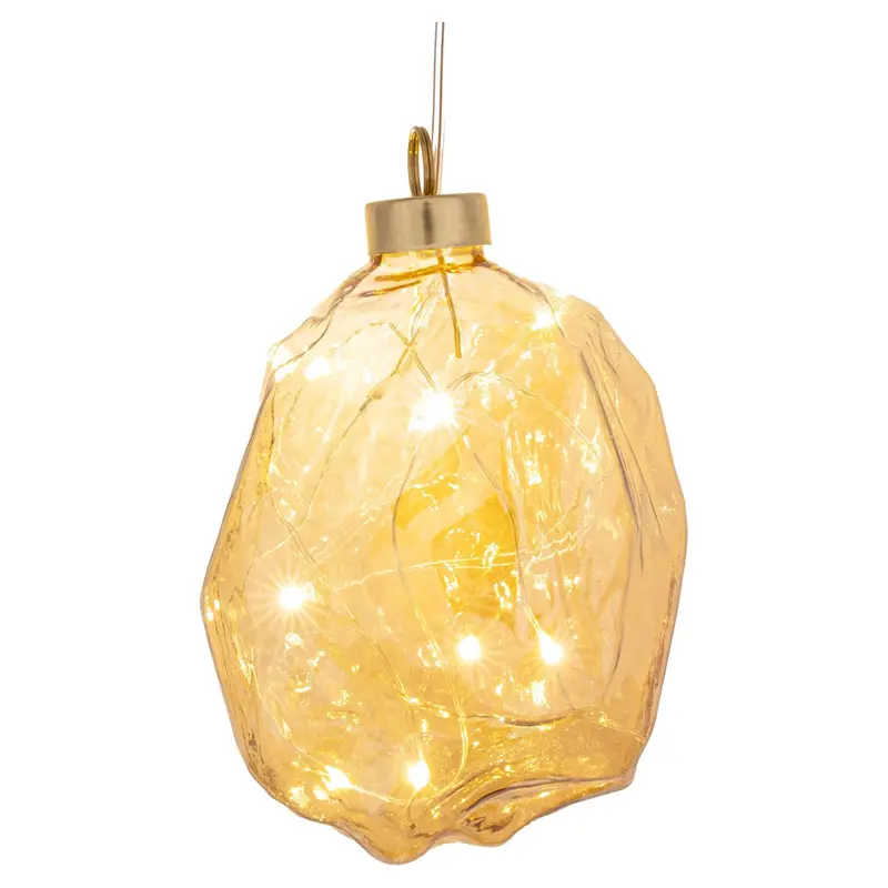 LED Glasnugget zum Hängen Amber-Gold, 10 cm hoch
