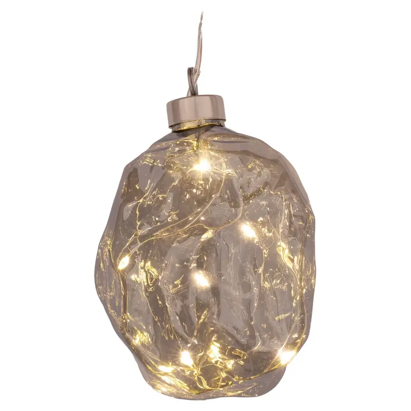 LED Glasnugget zum Hängen Grau, 10 cm hoch