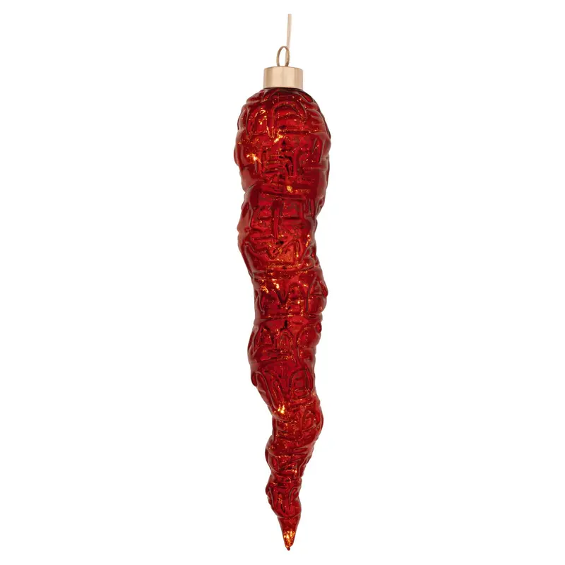 LED Glasstalaktit zum Hängen Rot, 27 cm hoch