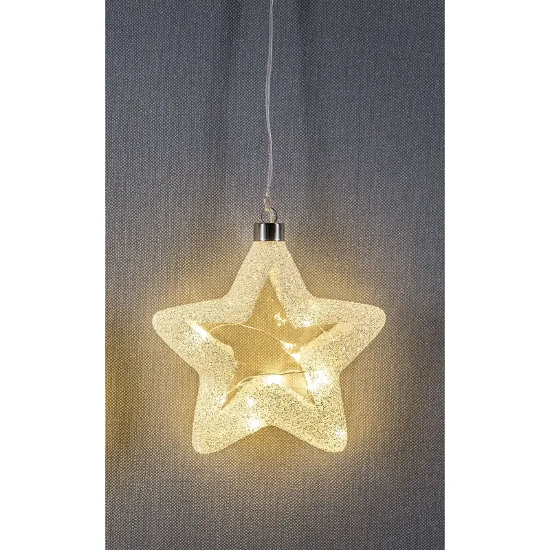 LED Glasstern zum Hängen mit Frost-Dekor, Ø 15 cm