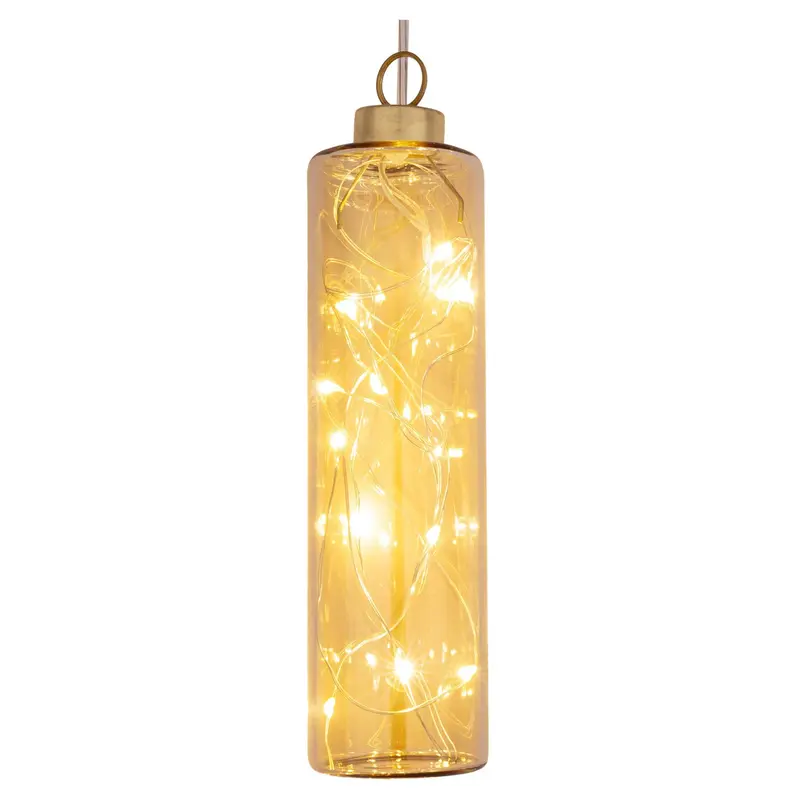 LED Glaszylinder zum Hängen Amber-Gold, 14 cm hoch