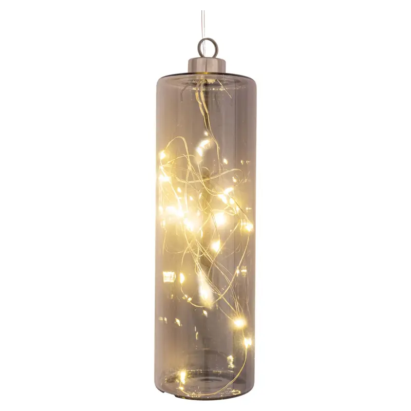 LED Glaszylinder zum Hängen Grau, 18 cm hoch