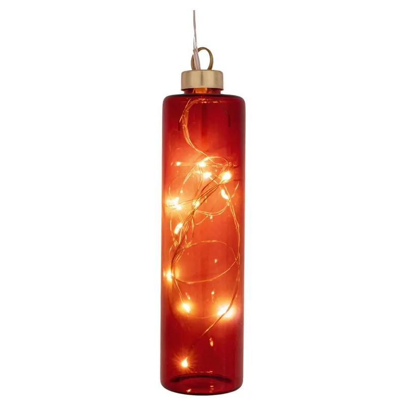 LED Glaszylinder zum Hängen Rot, 14 cm hoch