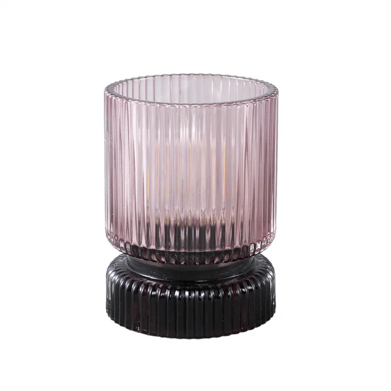 LED Leuchte – Gerippte Struktur, Rundes Glasdesign, Rosa – Comrad | PTMD