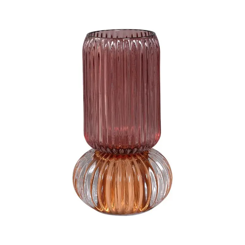 LED-Leuchte – Geripptes Glas, Rundes Design, Dunkelrosa Farbe – Yannah | PTMD