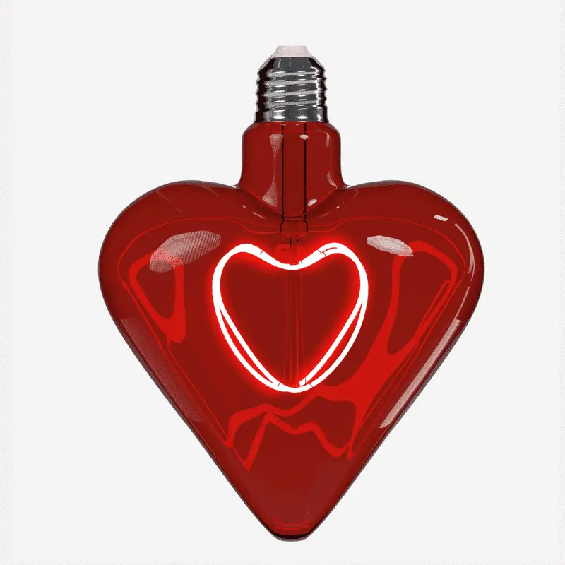 LED-Leuchtmittel – Herzform, Dekoratives Filament, Glasdesign, Rotes Licht – Heart | WERNS