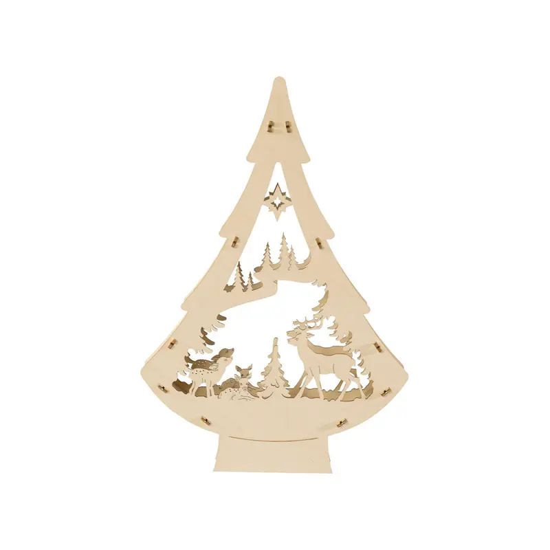LED Lichterbaum "Rehe im Wald", natur