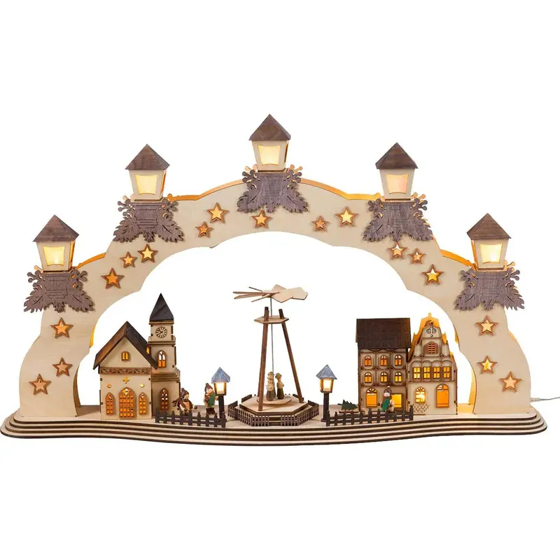LED Lichterbogen "Altstadt" XXL mit beweglicher Pyramide, natur, 78 cm