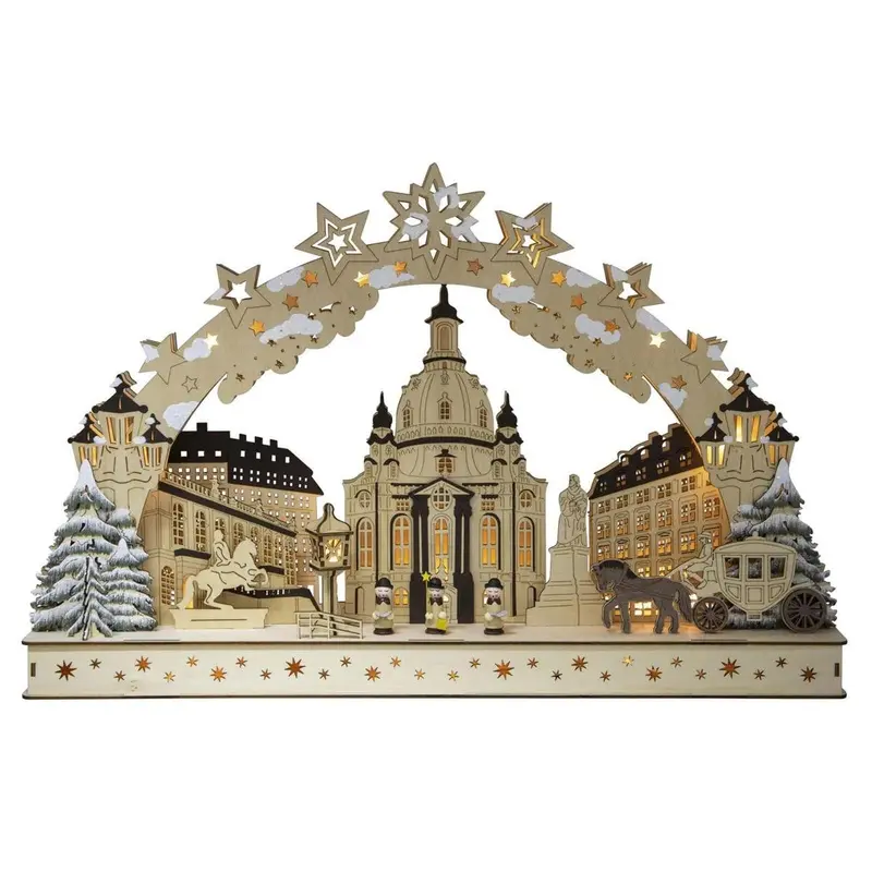 LED Lichterbogen "Dresdener Altstadt", mit Timer, natur, 60 cm