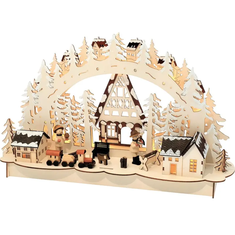 LED Lichterbogen "Waldeisenbahn" mit Timer, natur, 45 cm