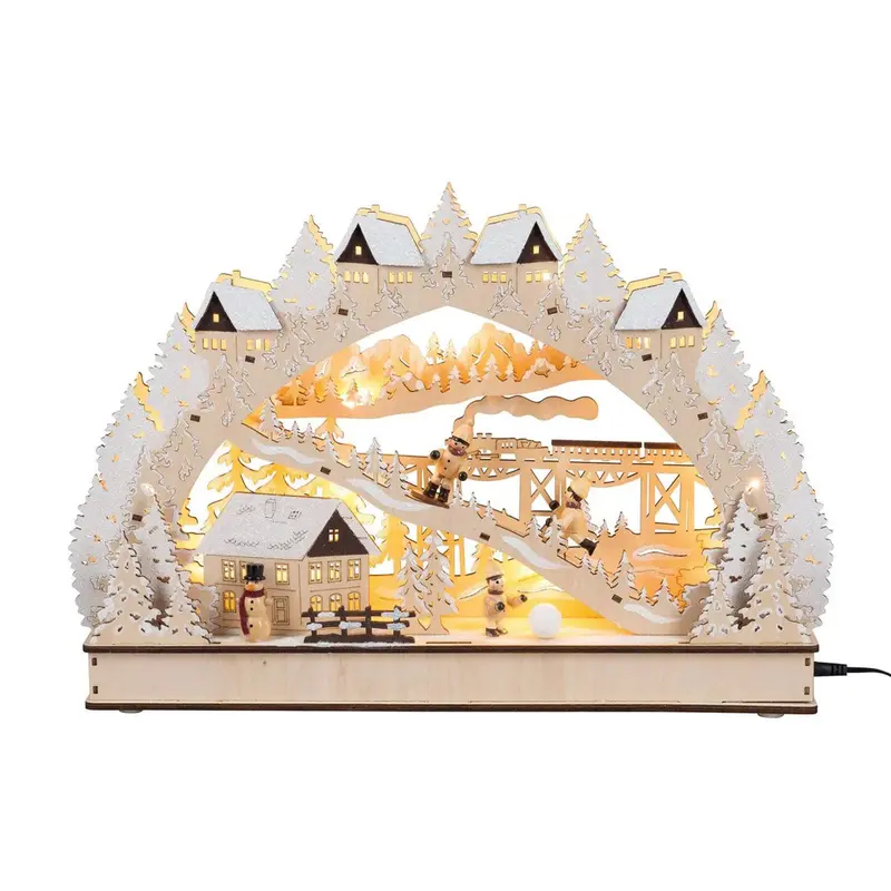 LED Lichterbogen "Winterromantik", natur-beschneit, 43 cm