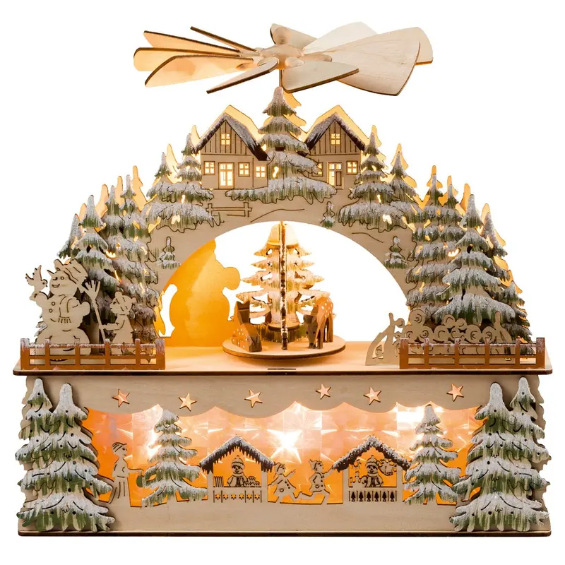 LED Lichterbogen "Winterwald" mit Pyramide, natur, 30,5 cm