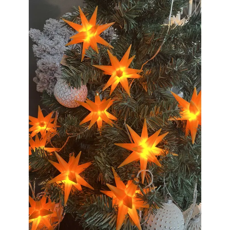 LED Lichterkette mit 10 Adventsternen und Timer Ø 12 cm, gelb von HGD