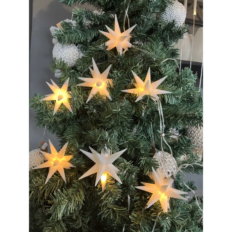 LED Lichterkette mit 10 Adventsternen und Timer Ø 12 cm, weiß von HGD