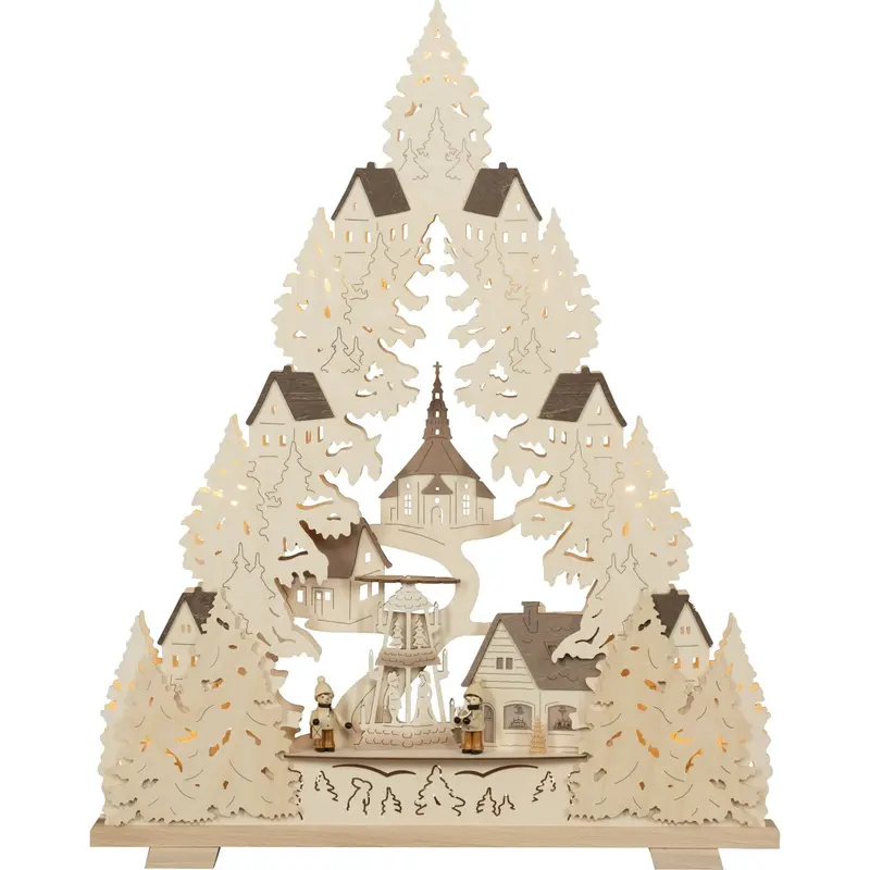 LED Lichterspitze "Seiffener Kirche" farbige Akzente, 65,5cm