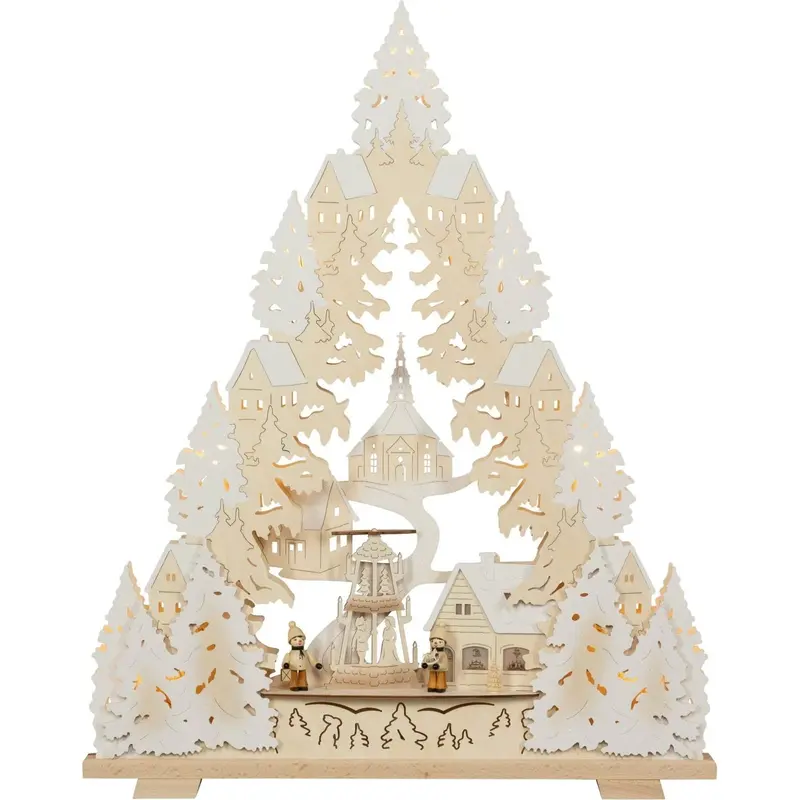 LED Lichterspitze "Seiffener Kirche" mit Raureifeffekt, 65,5 cm