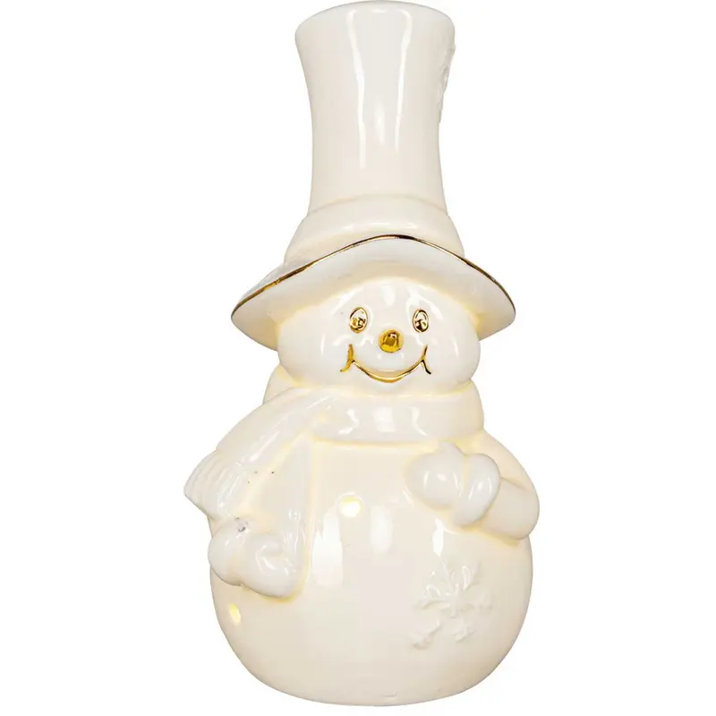 LED Schneemann mit Zylinder, 16 cm