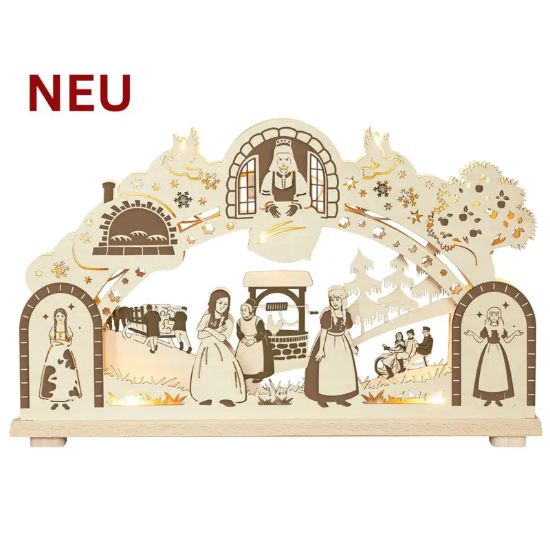 LED Schwibbogen "DEFA-Frau Holle", farbig abgesetzt, 66 cm