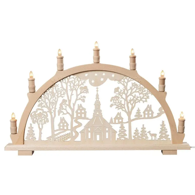 LED Schwibbogen "Seiffener Kirche mit Dorf", 66 cm
