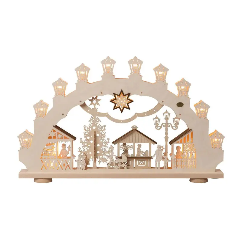 LED Schwibbogen "Weihnachtsmarkt im Erzgebirge", 66 cm